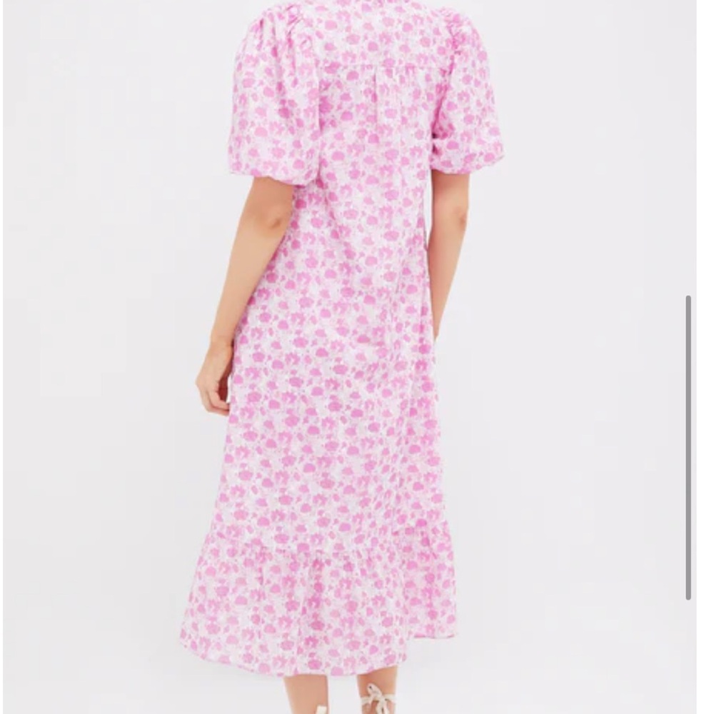 🌸 HYACINTH HOUSE Pink and White Floral Mimi Midi Dress XL 🌸 - Picture 4 of 9